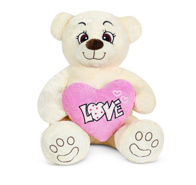 80cm love kalpli krem ayıcık